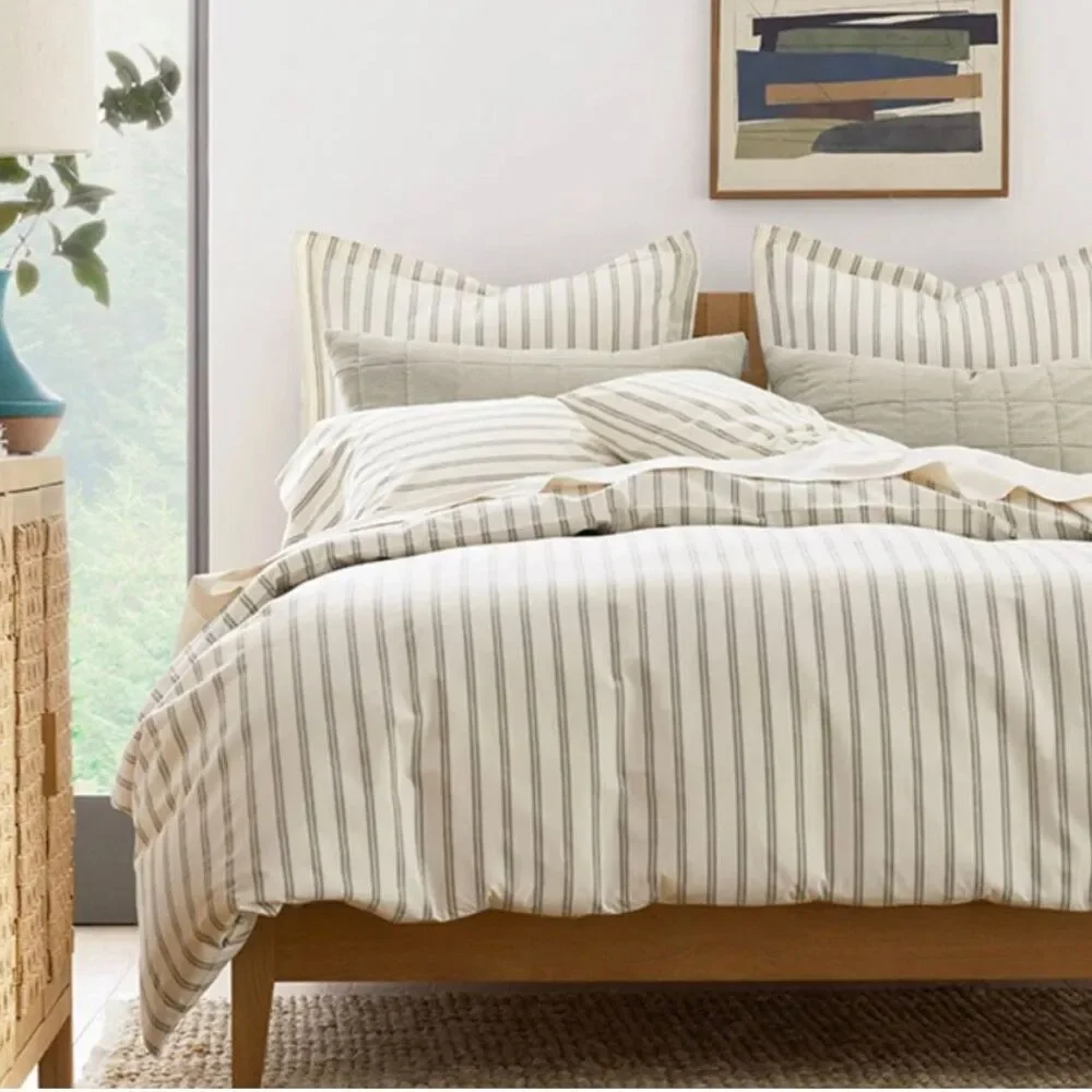 The Company Store NWT Moss Green Tailored Stripes Cotton Percale Sham- King